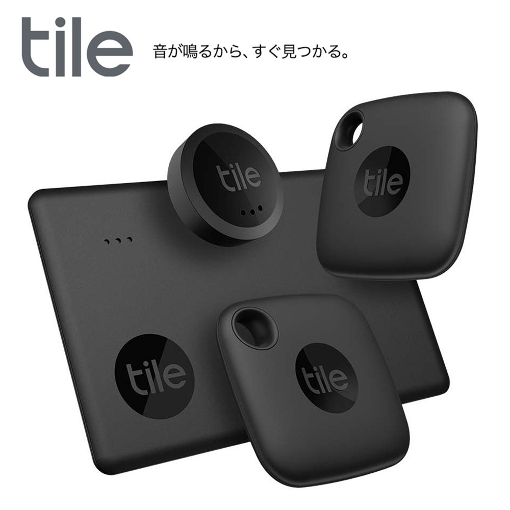 Tile エッセンシャルパック 2022 (Mateブラック2個+Slim+Sticker) 4個パック Bluetooth トラッカー タイル