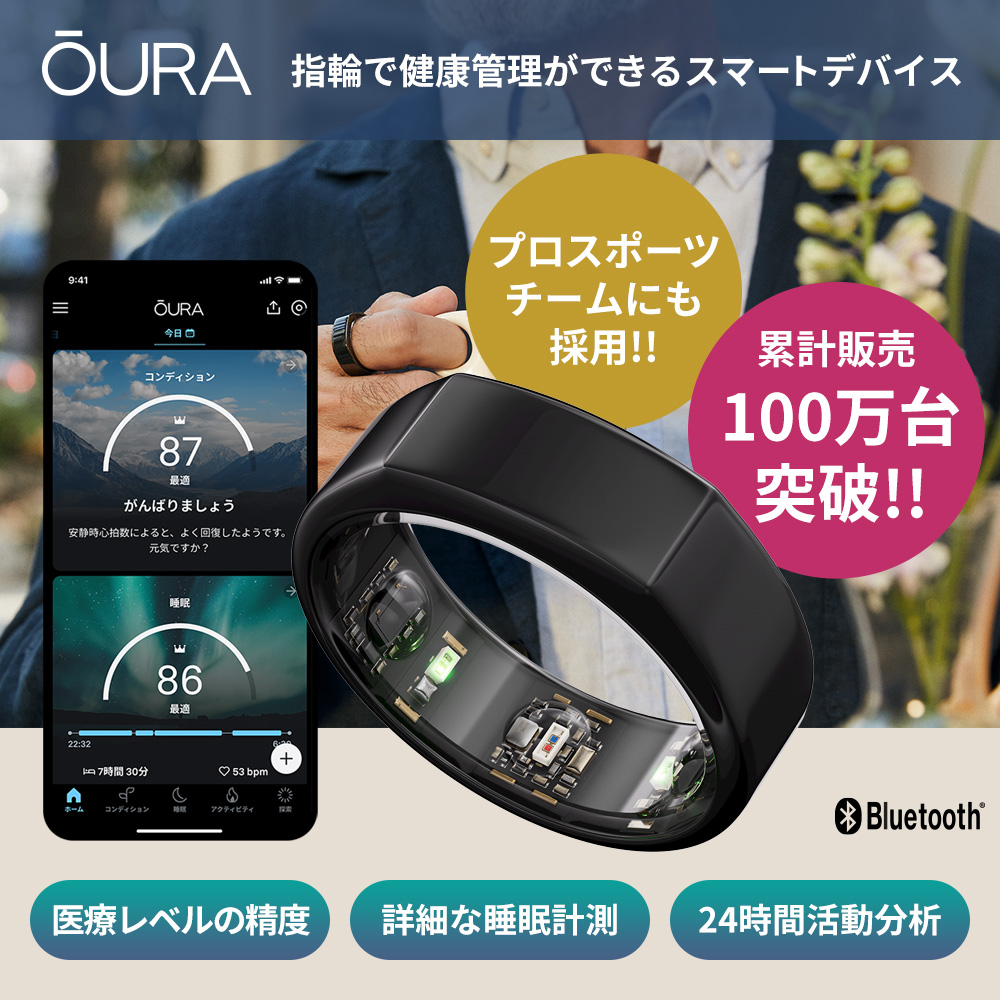 Oura Ring オーラリング 新型 第3世代 ヘリテージ スマートリング ソフトバンク 日本公式 ブラック Gen3 Heritage 高精度 睡眠分析 豊富な計測項目 iPhone ヘルスケア連携