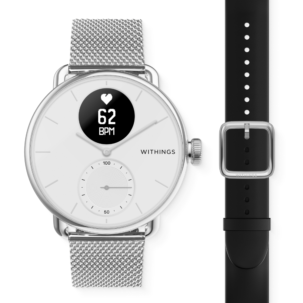 Withings ScanWatch 38mmモデル ホワイト&専用バンド（18mm）シルバー 