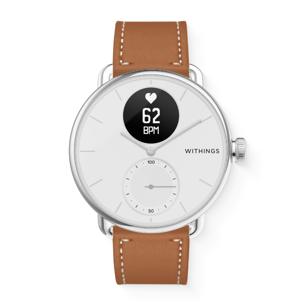 Withings ScanWatch 38mmモデル ホワイト&専用レザーバンド(18mm ...