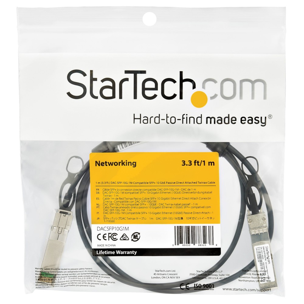 StarTech.com DAC Twinax ケーブル 3m Cisco製品SFP-H10GB-CU3M互換 銅