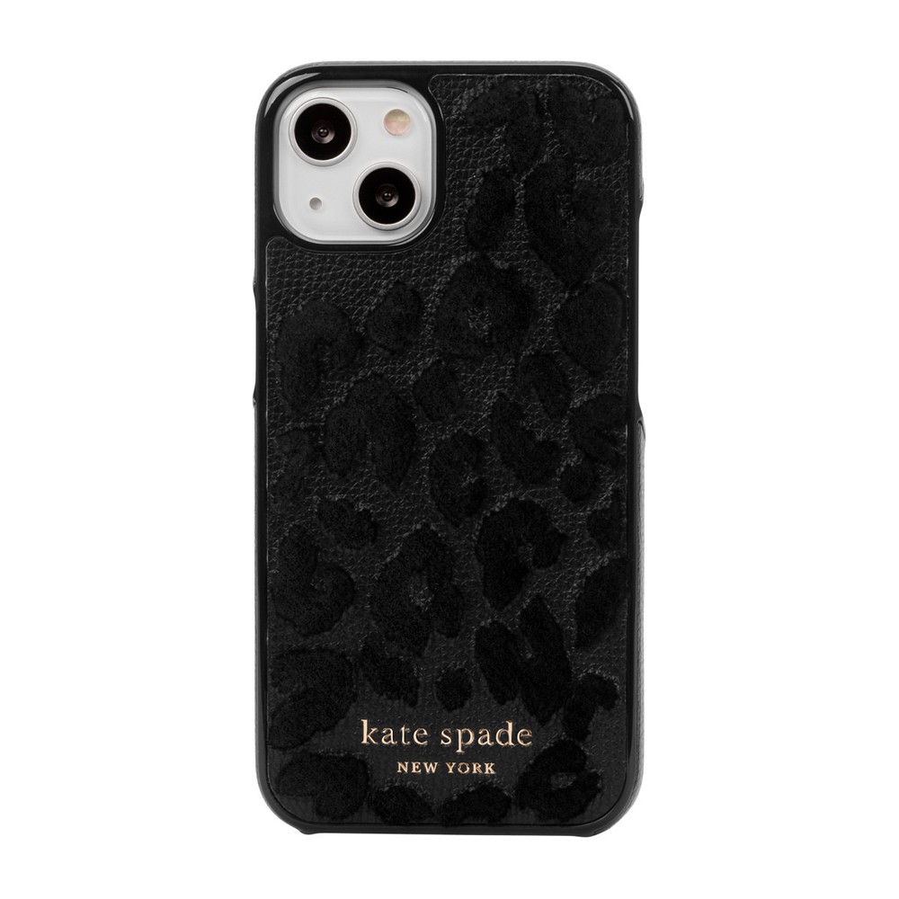 【アウトレット】iPhone13 kate spade ケイトスペード スマホケース ハード ケース  ヒョウ柄 アニマル柄 ブラック 2021 KSNY Wrap Case Leopard Flocked Black