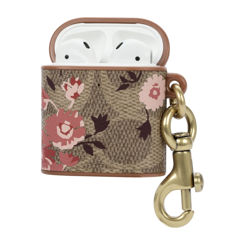 COACH コーチ AirPods ケース 革 レザー Coach柄 花柄 ブラウン 2021