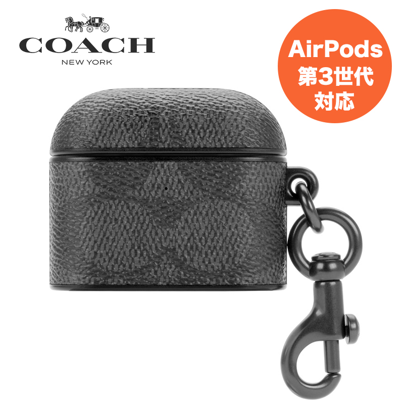 COACH コーチ Leather AirPods （第3世代） Case - Signature C Charcoal エアポッズケース