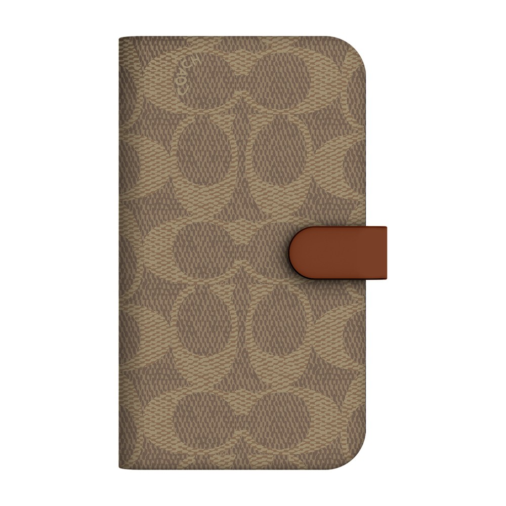 【アウトレット】iPhone13mini COACH コーチ ブラウン 2021 Folio Case Signature C Khaki