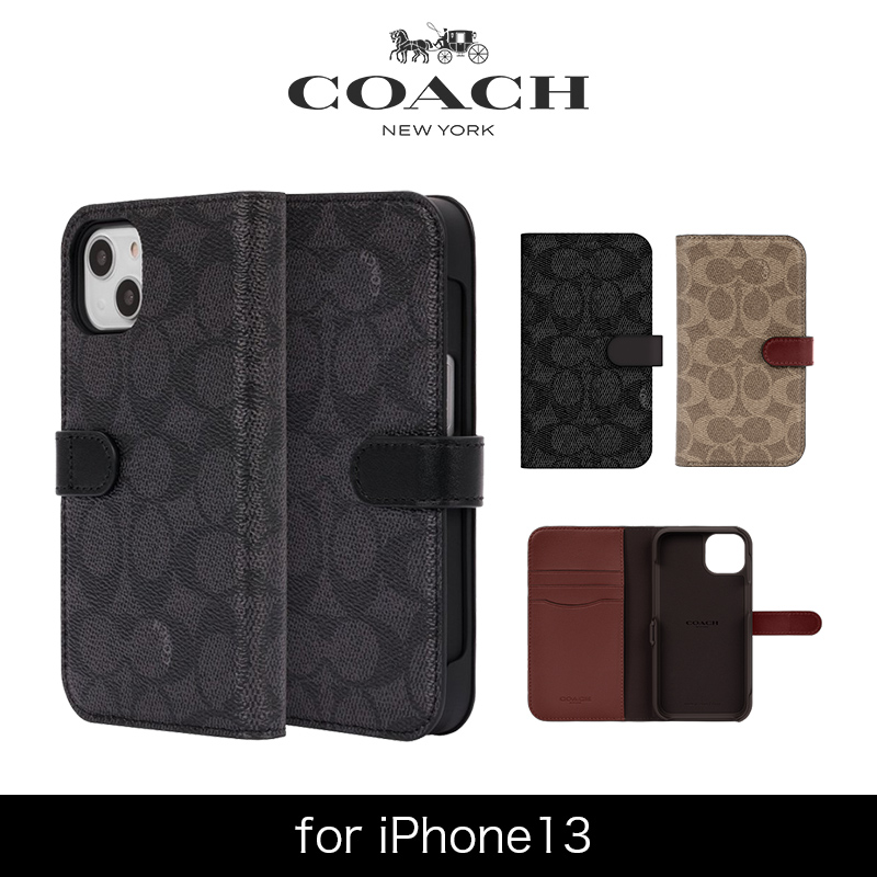 アウトレット】iPhone13 COACH コーチ レザー Coach柄 2021 Folio Case 