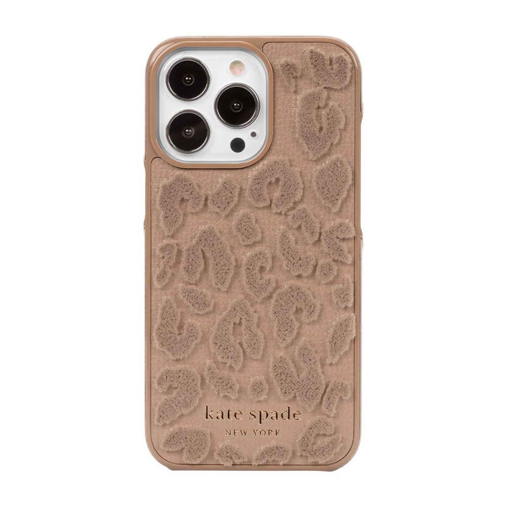 【アウトレット】iPhone13Pro kate spade ケイトスペード スマホケース ハード ケース  ヒョウ柄 アニマル柄 キャメル 2021 KSNY Wrap Case Leopard Flocked Light Fawn