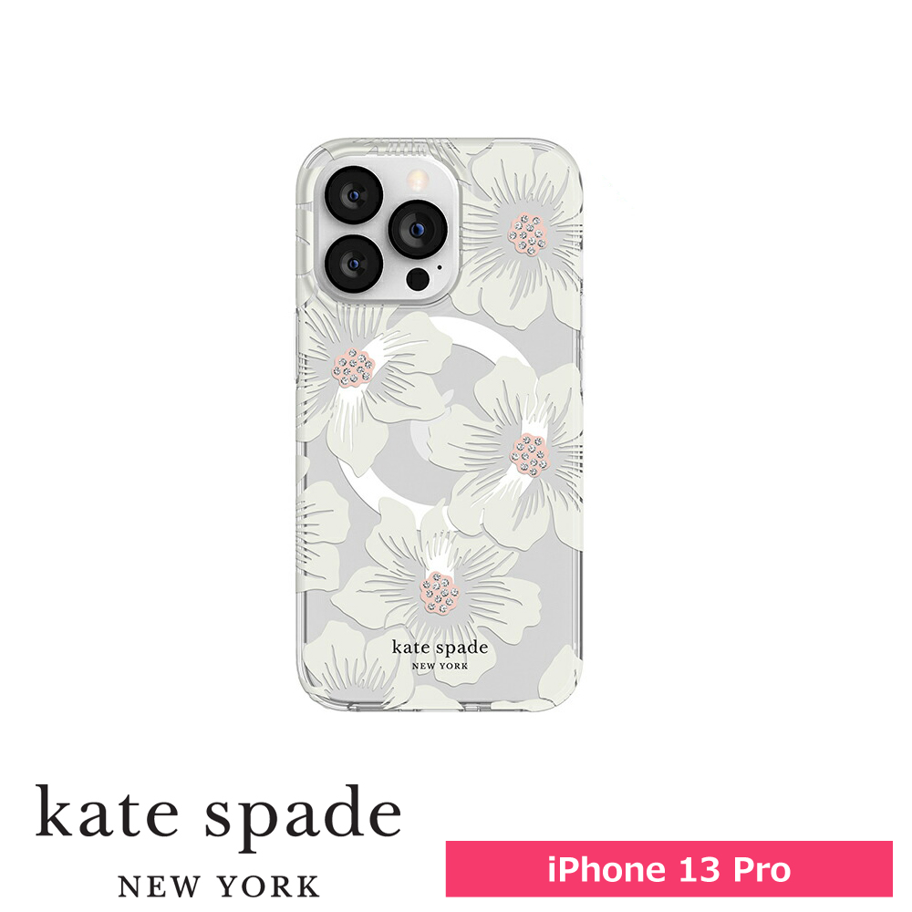 【SALE】kate spade iPhone 13 Pro ケース KSNY Protective Hardshell MagSafe Hollyhock Floral MagSafeチャージ対応