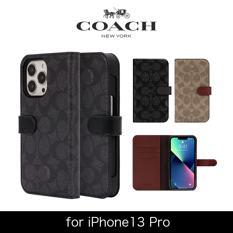 アウトレット】COACH コーチ スマホケース 手帳型 iPhone13Pro レザー