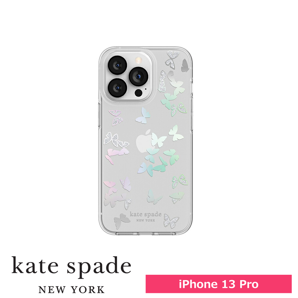 【アウトレット】 iPhone 13 Pro kate spade ケース KSNY Protective Hardshell Butterfly Iridescent MagSafeチャージ対応