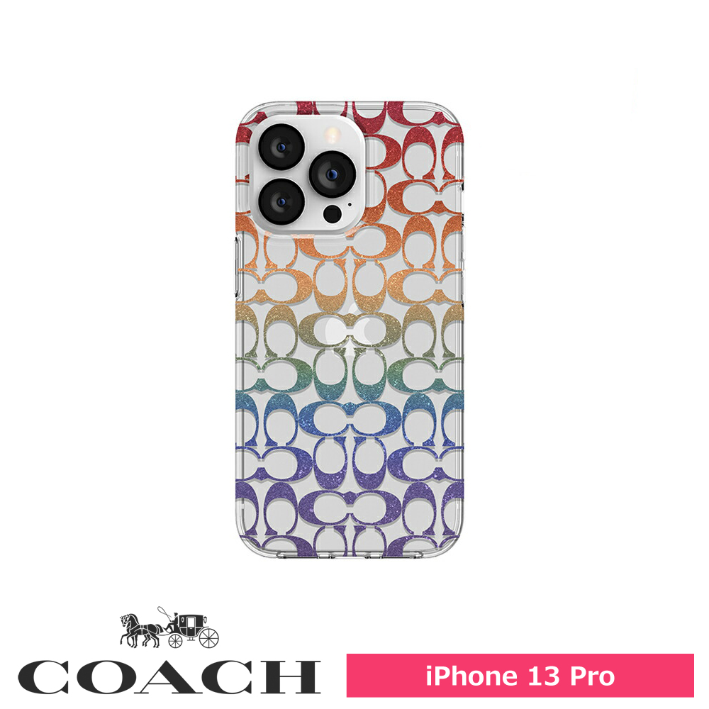COACH iPhone 13 Pro Protective Case Rainbow Glitter Signature MagSafeチャージ対応  | SoftBank公式 iPhone/スマートフォンアクセサリーオンラインショップ