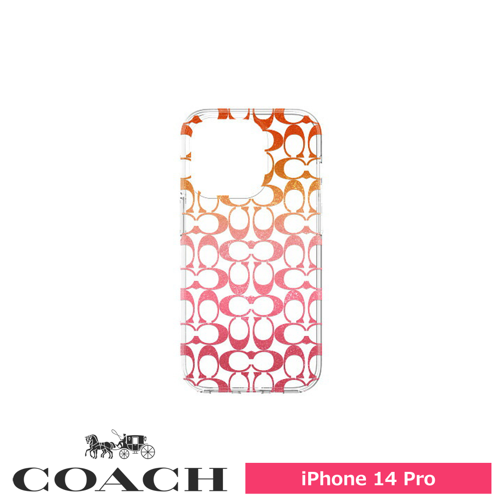 【アウトレット】COACH コーチ iPhone 14 Pro Coach Protective Case - Signature C Pink Ombre