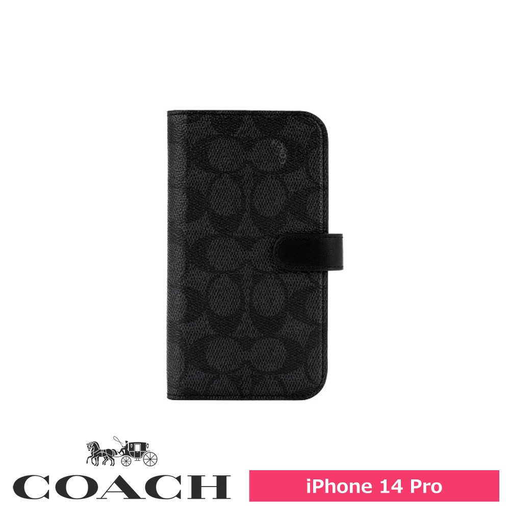 COACH コーチ iPhone 14 Pro Coach Folio Case - Signature C Black