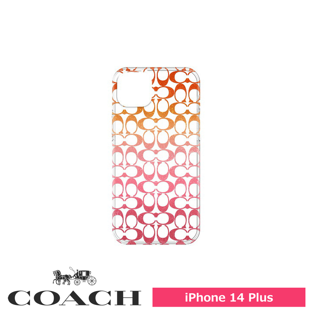 【アウトレット】COACH コーチ iPhone 14 Plus Coach Protective Case - Signature C Pink Ombre