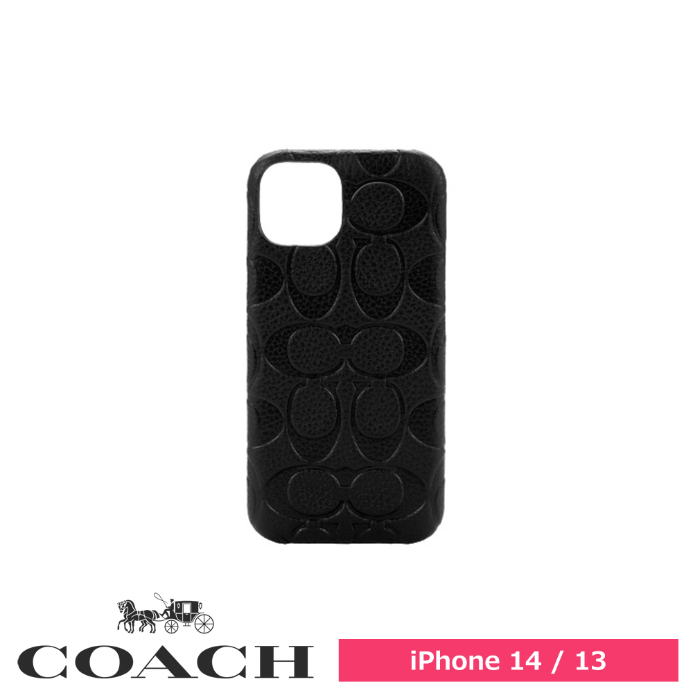 【アウトレット】COACH コーチ iPhone 14 / iPhone 13  Coach Slim Wrap - Pebbled Black