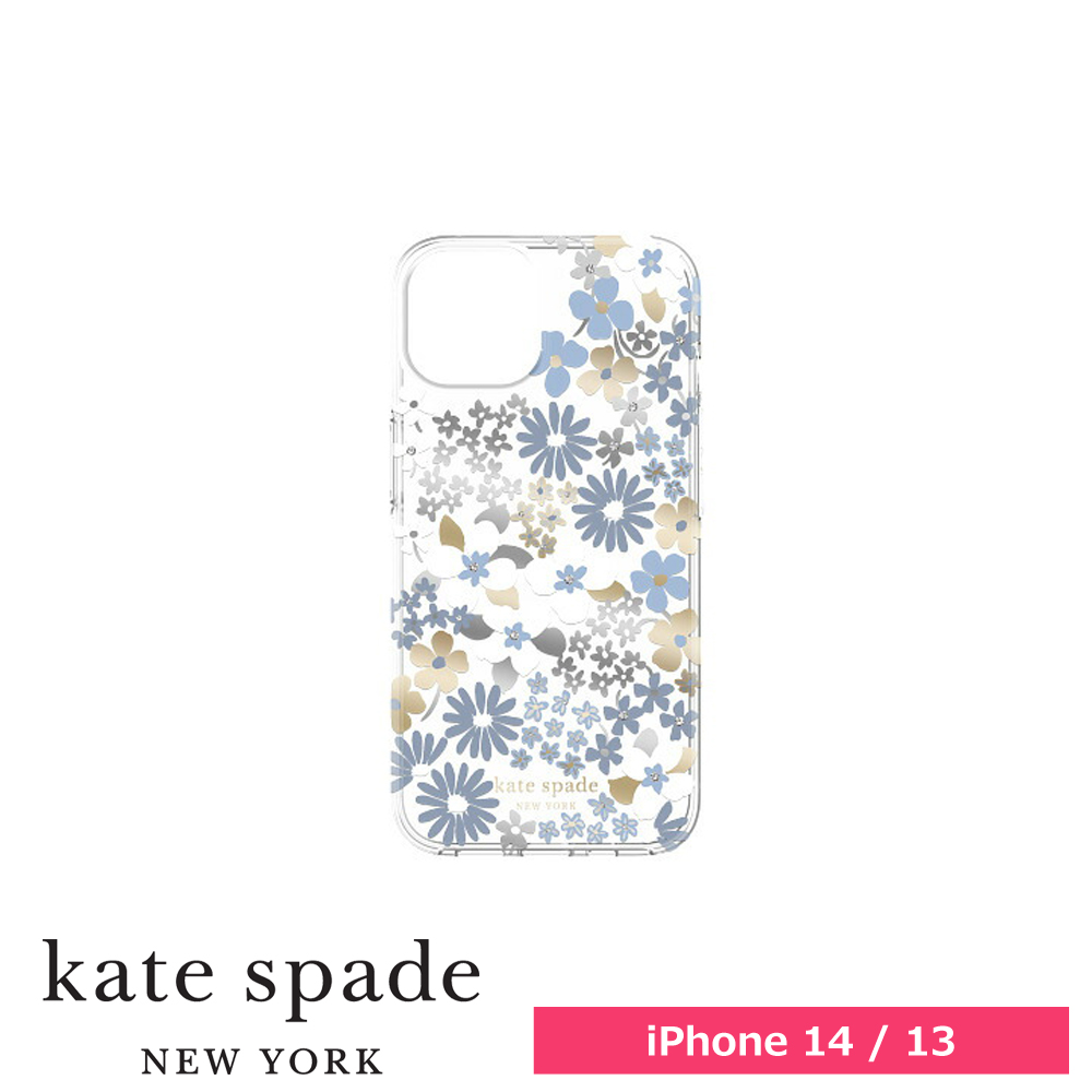 kate spade ケイトスペード iPhone 14 / iPhone 13  KSNY Protective Hardshell - Flower Fields/Dusty Blue