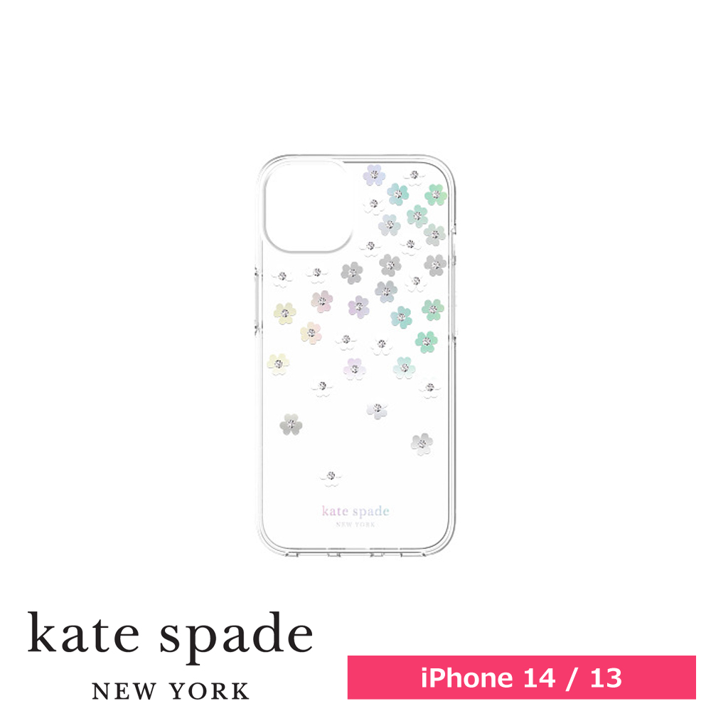 kate spade ケイトスペード iPhone 14 / iPhone 13  KSNY Protective Hardshell - Scattered Flowers/Iridescent