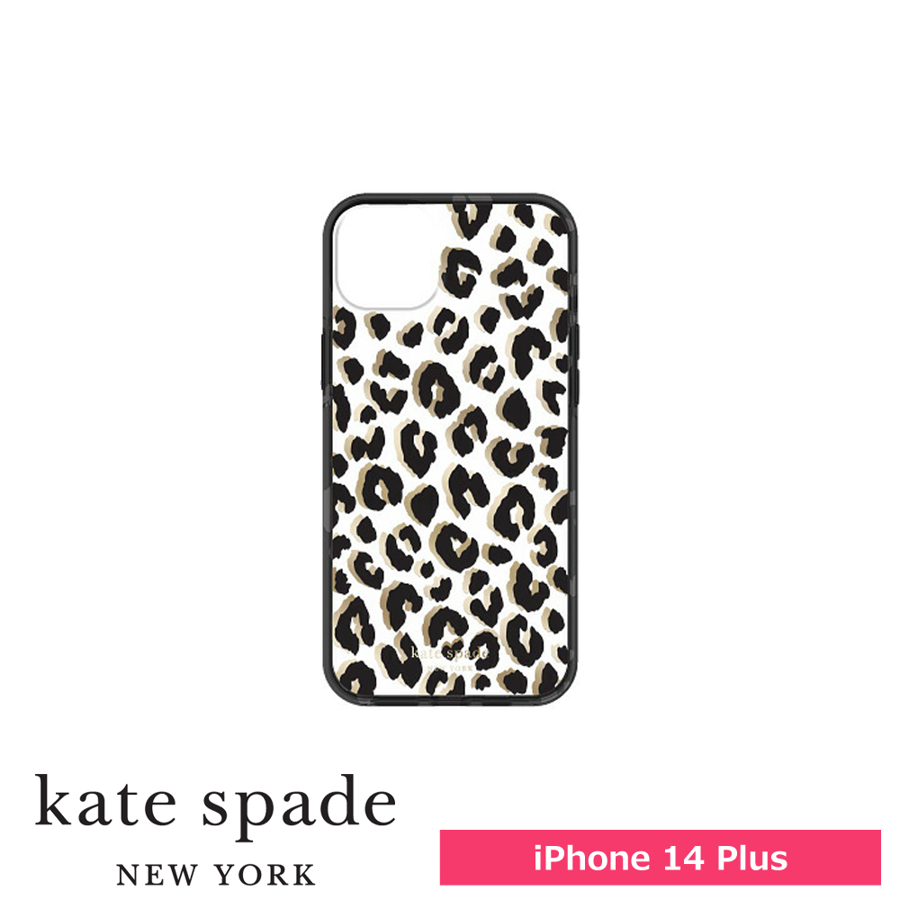 【アウトレット】kate spade ケイトスペード iPhone 14 Plus KSNY Protective Hardshell - City Leopard Black
