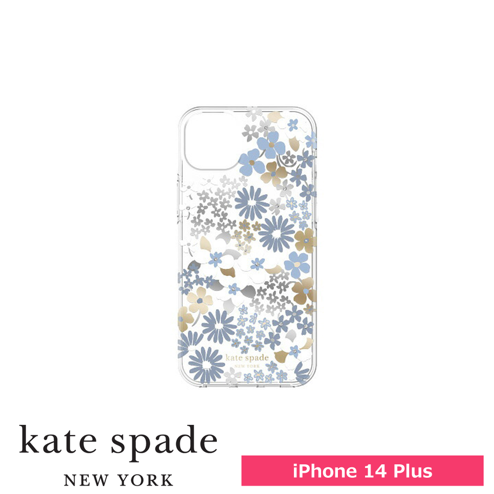 【アウトレット】kate spade ケイトスペード iPhone 14 Plus KSNY Protective Hardshell - Flower Fields/Dusty Blue