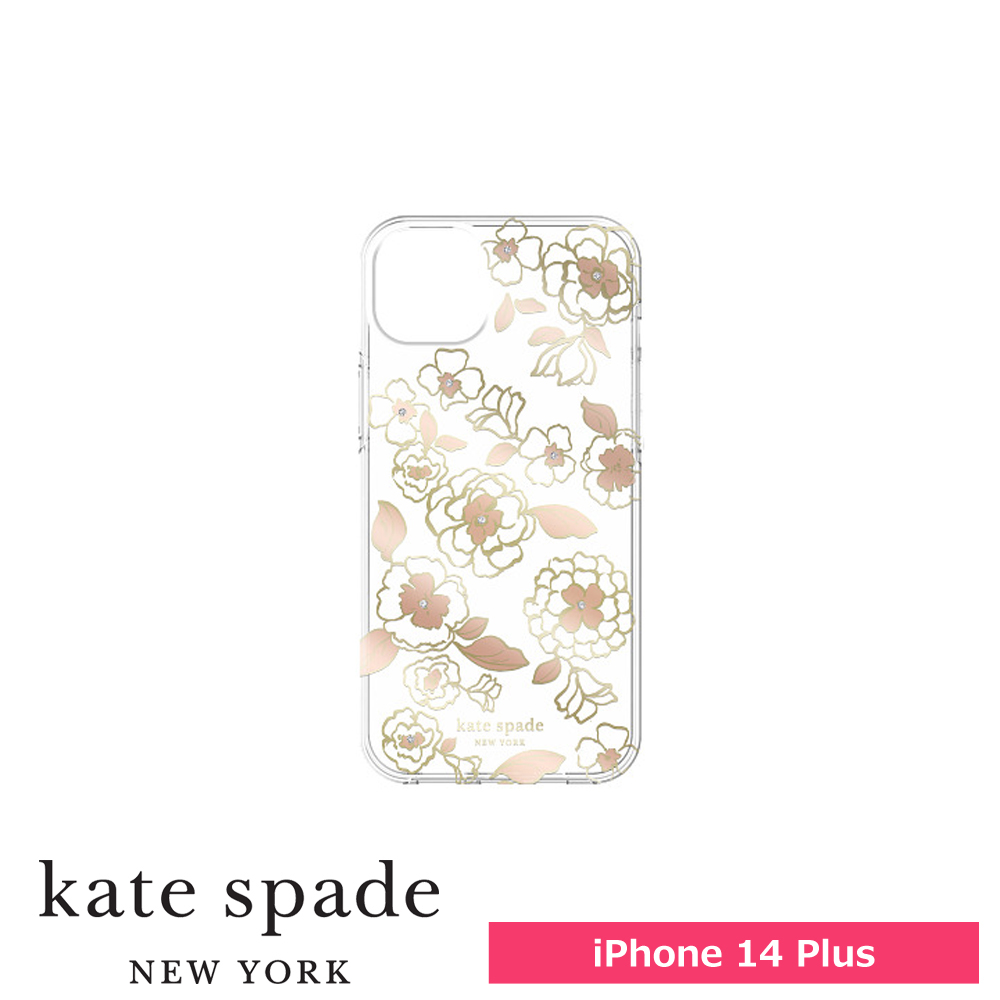 【アウトレット】kate spade ケイトスペード iPhone 14 Plus ソフトバンク限定モデル KSNY Protective Hardshell - Gold Floral