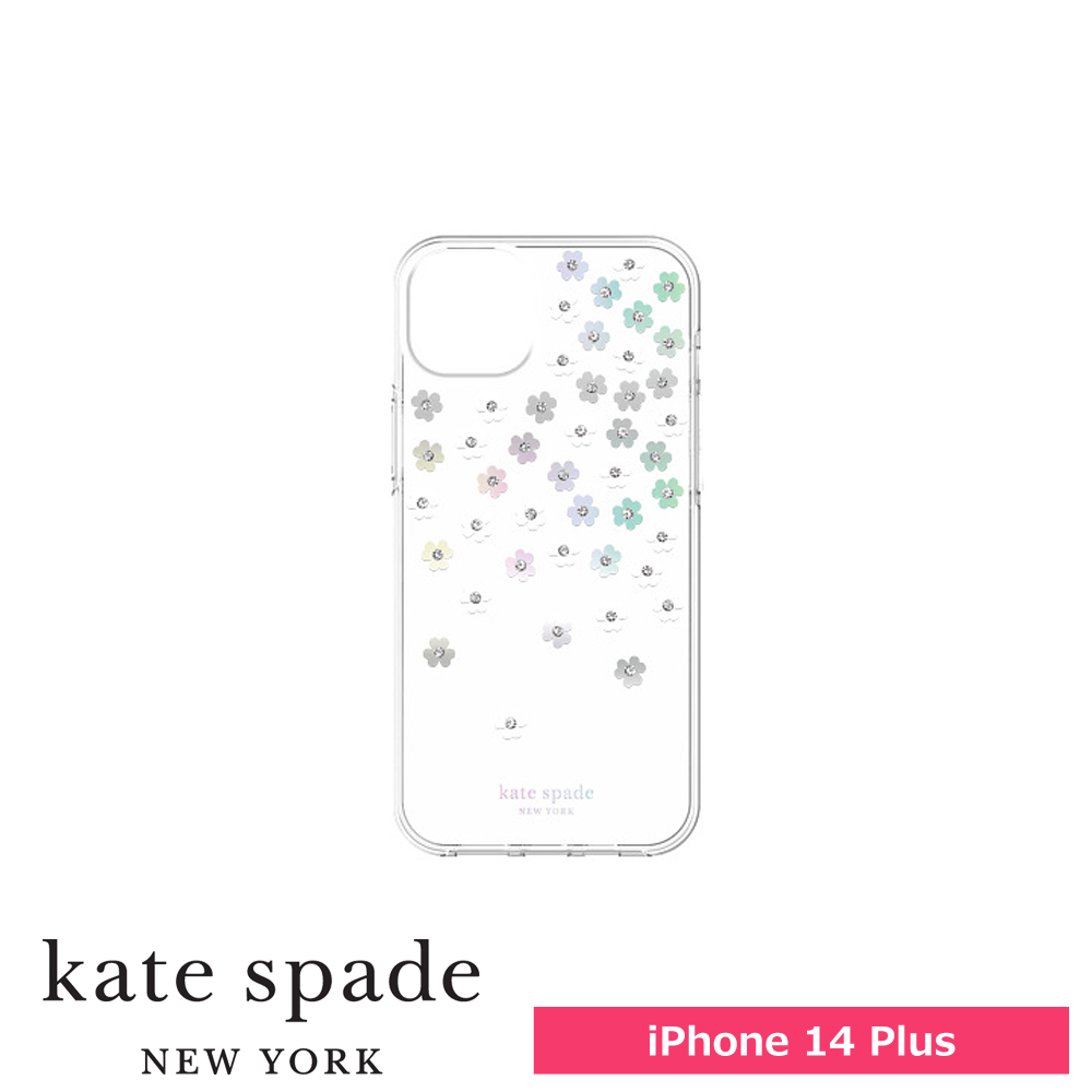 【アウトレット】kate spade ケイトスペード iPhone 14 Plus KSNY Protective Hardshell - Scattered Flowers/Iridescent