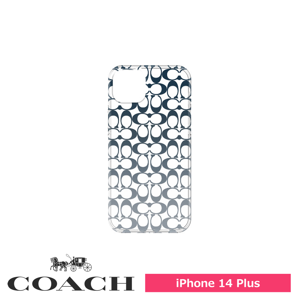 【アウトレット】 iPhone 14 Plus COACH コーチソフトバンク限定モデル Coach Protective Case -Signature C Blue Ombre