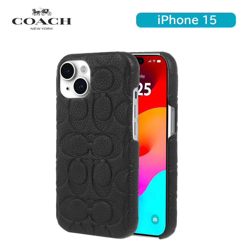 COACH コーチ iPhone 15 Coach Leather Slim Wrap Case ケース - Black Pebbled Leather