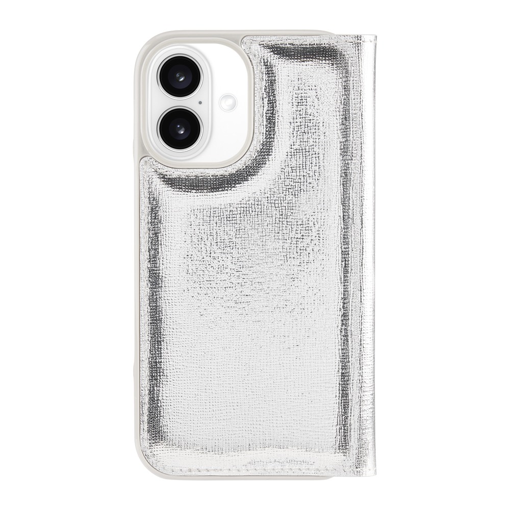 iPhone 16 Kate Spade ケイトスペード  Folio Case - Metallic Silver / Recycled