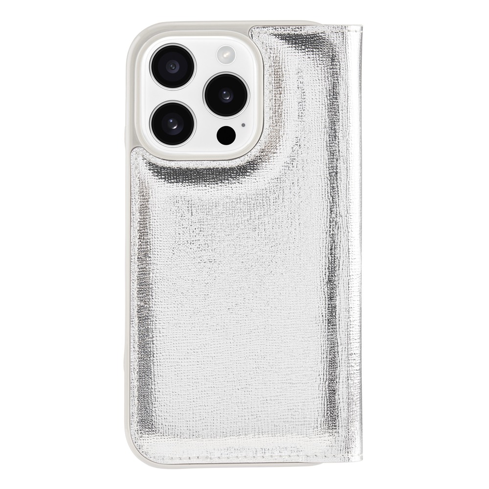 iPhone 16 Pro Kate Spade ケイトスペード  Folio Case - Metallic Silver / Recycled