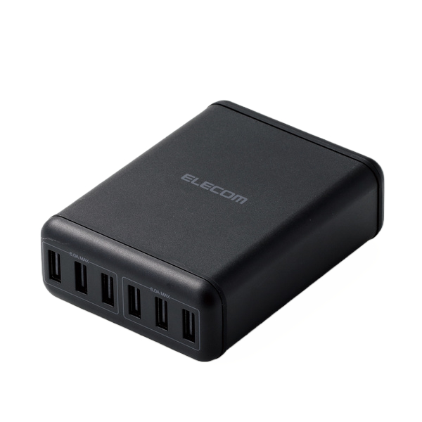 エレコム スマホ・タブレットAC充電器/USBA6ポート/電源ケーブル1.5m/ブラック