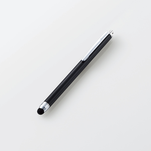 ELECOM タッチペン スタイラスペン 超感度 高密度ファイバーチップ スマートフォン タブレット クリップ付き ブラック