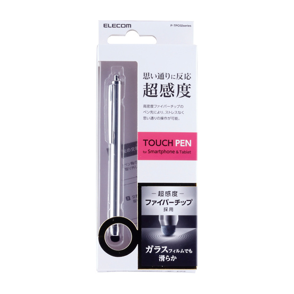 ELECOM タッチペン スタイラスペン 超感度 高密度ファイバーチップ スマートフォン タブレット クリップ付き シルバー SoftBank公式  iPhone/スマートフォンアクセサリーオンラインショップ