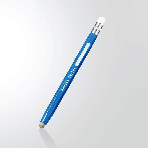 ELECOM タッチペン タブレット iPad スマホ 鉛筆型 画面を傷つけにくい タブレット学習 学校 キッズ 子供 筆箱 六角形 ブルー