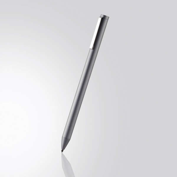 ELECOM アクティブスタイラスペン タッチペン 極細 2mm iPad専用 充電式 グレー オートスリープ機能 クリップ付 タブレット 滑らかな操作