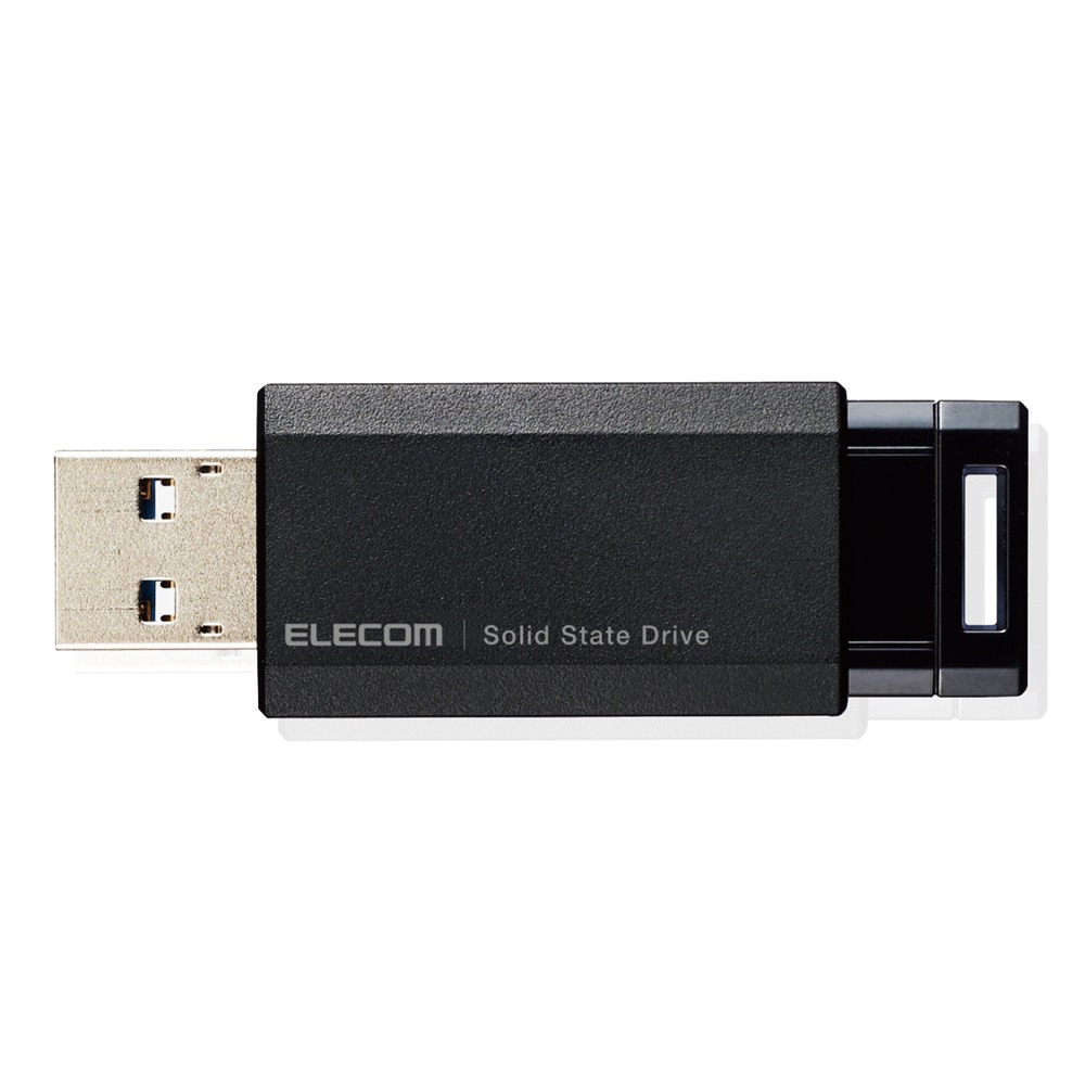 エレコム ELECOM ESD-EPK1000GBK 外付けSSD/ノック式/USB3.2(Gen2)対応/1TB/ブラック