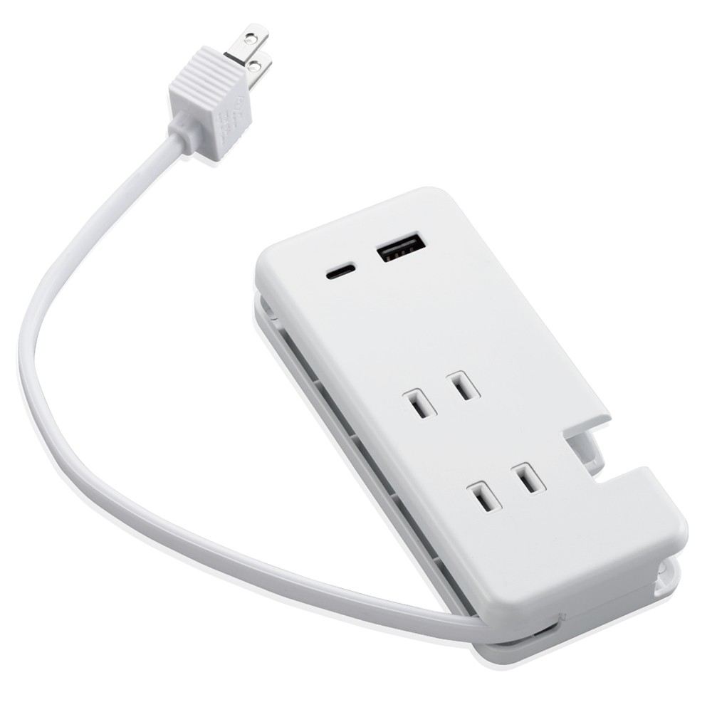 USB充電器 USBコンセント Type-C×1ポート USBA×1ポート AC×3個口 ケーブル収納 ほこり防止シャッター ホワイト