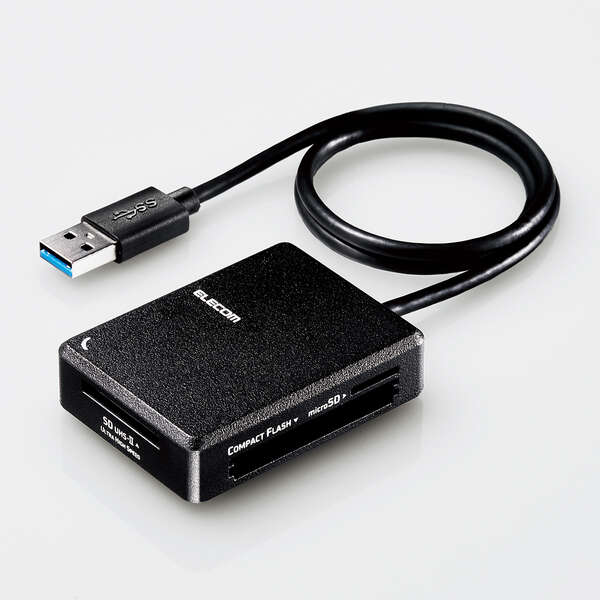 エレコム メモリリーダライタ/超高速タイプ/USB3.0対応/ケーブル50cm/SD+microSD+MS+CF対応/ブラック
