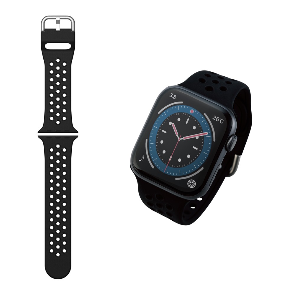 Apple Watch アップルウォッチ 45mm 44mm 42mm バンド シリコン 軽量 スポーツ 通気穴付 ブラック | SoftBank公式  iPhone/スマートフォンアクセサリーオンラインショップ