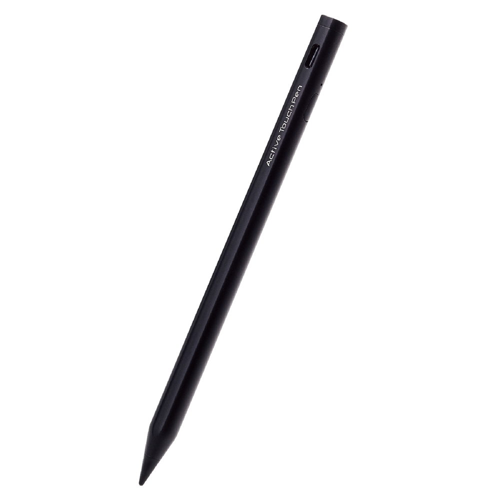 タッチペン 充電式 スタイラスペン 極細 ペン先 2mm マグネット付 iPad ブラック