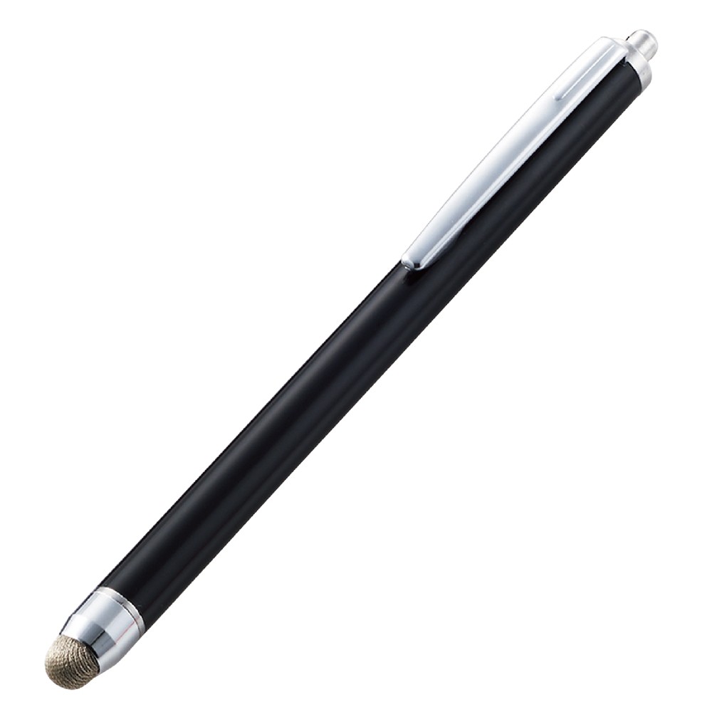 タッチペン スタイラスペン 抗菌 導電繊維タイプ クリップ付 ブラック