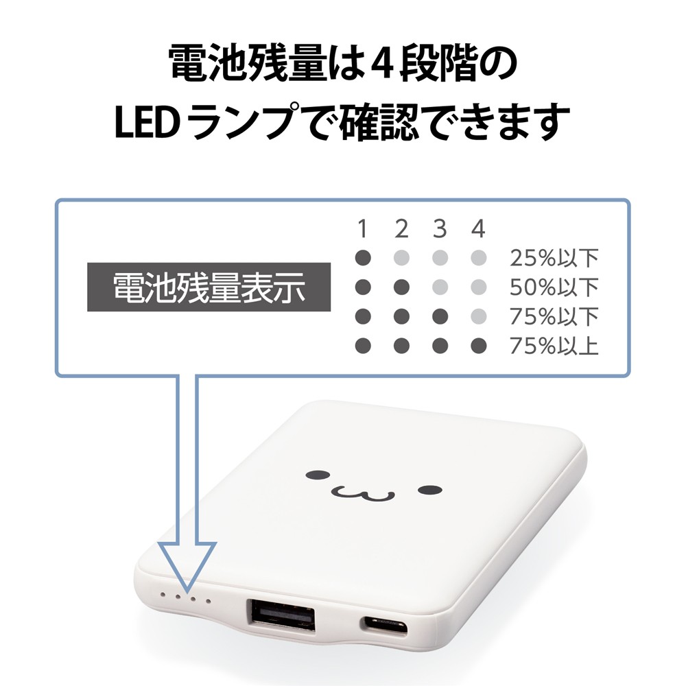 エレコム ELECOM モバイルバッテリー/リチウムイオン電池/おまかせ充電対応/ホワイト | スマート家電／IoTを進めるならトレテク公式通販サイト