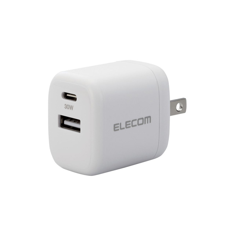 エレコム AC充電器/USB充電器/USB Power Delivery準拠/30W/USB-C1ポート/USB-A1ポート/スイングプラグ/ホワイト