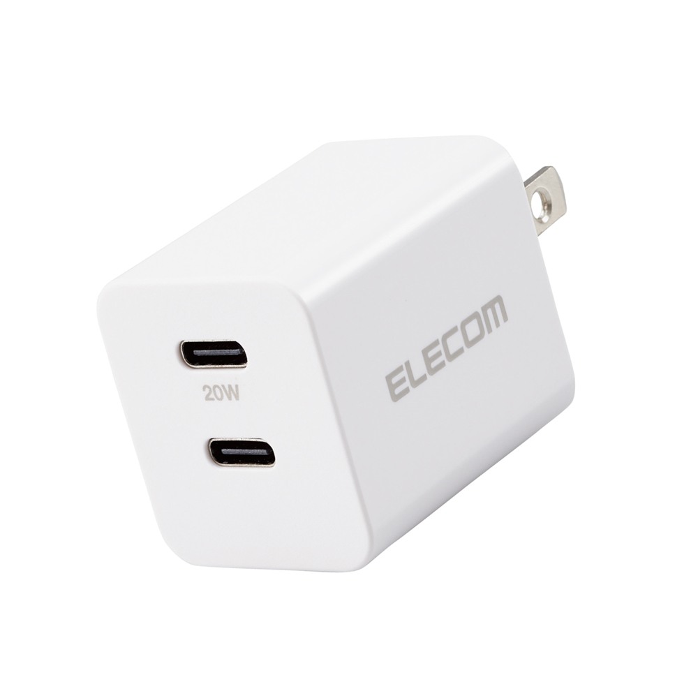 エレコム ELECOM AC充電器/USB PD準拠/20W/USB-C2ポート/ホワイト