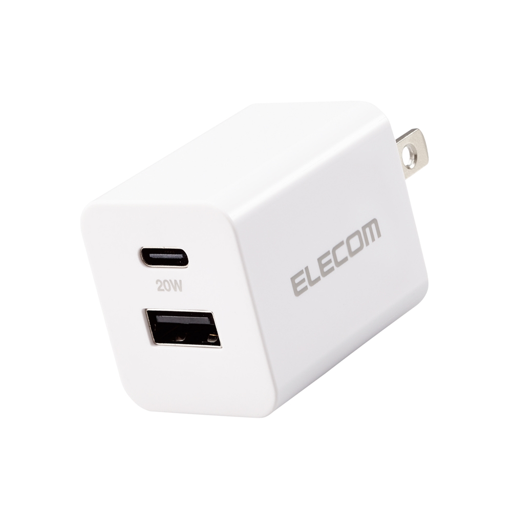 エレコム ELECOM AC充電器/20W/USB-C1ポート/USB-A1ポート/ホワイト