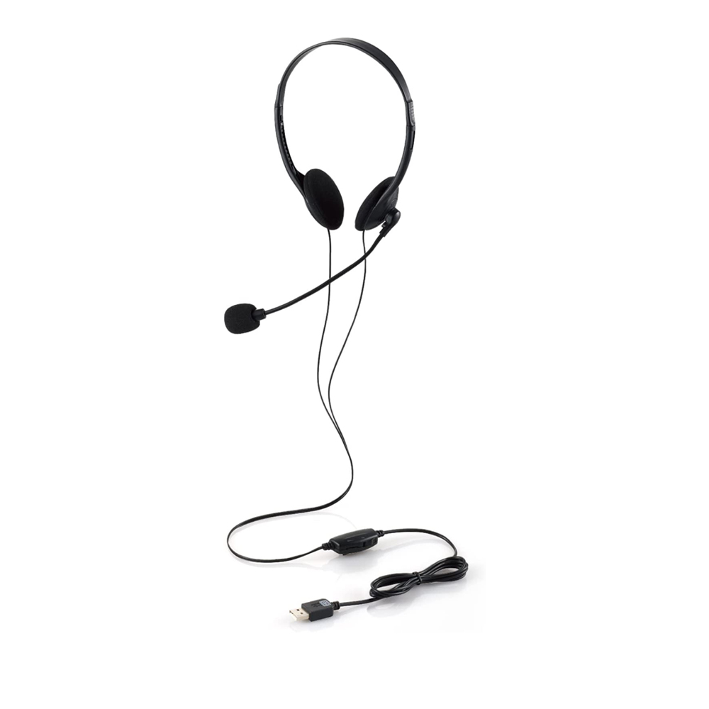 エレコム 有線ヘッドセット/両耳オーバーヘッド/小型/USB-A/1.8m/ブラック