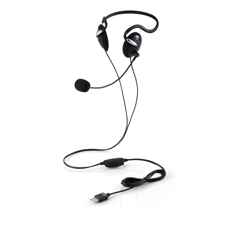 エレコム 有線ヘッドセット/両耳ネックバンド/USB-A/1.8m/ブラック
