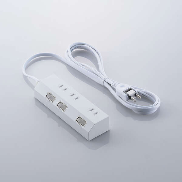 エレコム 個別スイッチタップ/雷サージ付き/ホコリシャッター付き/磁石付き/3個口/2m/ホワイト