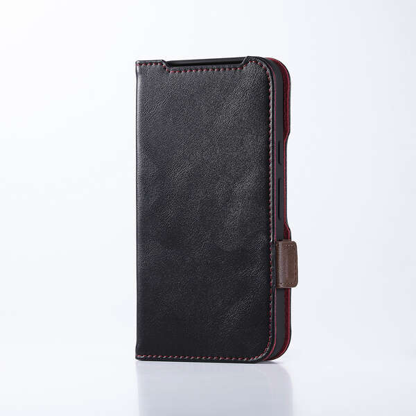 エレコム Google Pixel 10/Google Pixel 10 Pro/ソフトレザーケース/磁石付/耐衝撃/ステッチ/ブラック