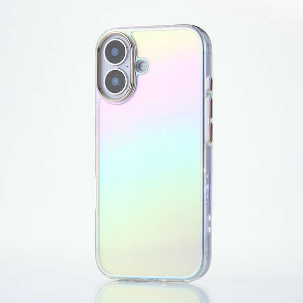 エレコム iPhone 17/ハイブリッドケース/オーロラカラー/メタルステッカー付/クリア
