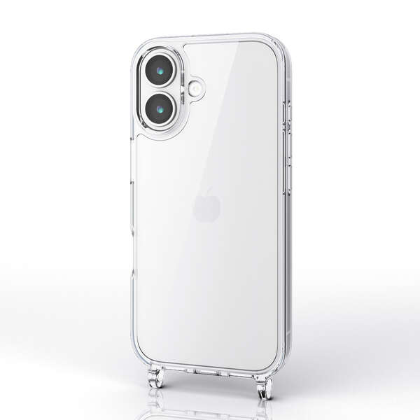 エレコム iPhone 17/ハイブリッドケース/ストラップホール付き/メタルステッカー付/クリア